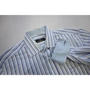 Bugatchi Uomo Dress Shirt Classic Fit Flip Cuff Plaid Button Up Mens Size XL